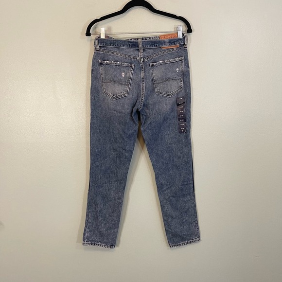 LUCKY BRAND Womens Blue Sienna Slim Patch Boyfriend Belted Bow Jeans Size 25 NWT - Picture 2 of 9